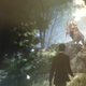 The leaked Harry Potter game shows a wizard in the Forbidden Forest, confronting what appears to be a big nasty creature.